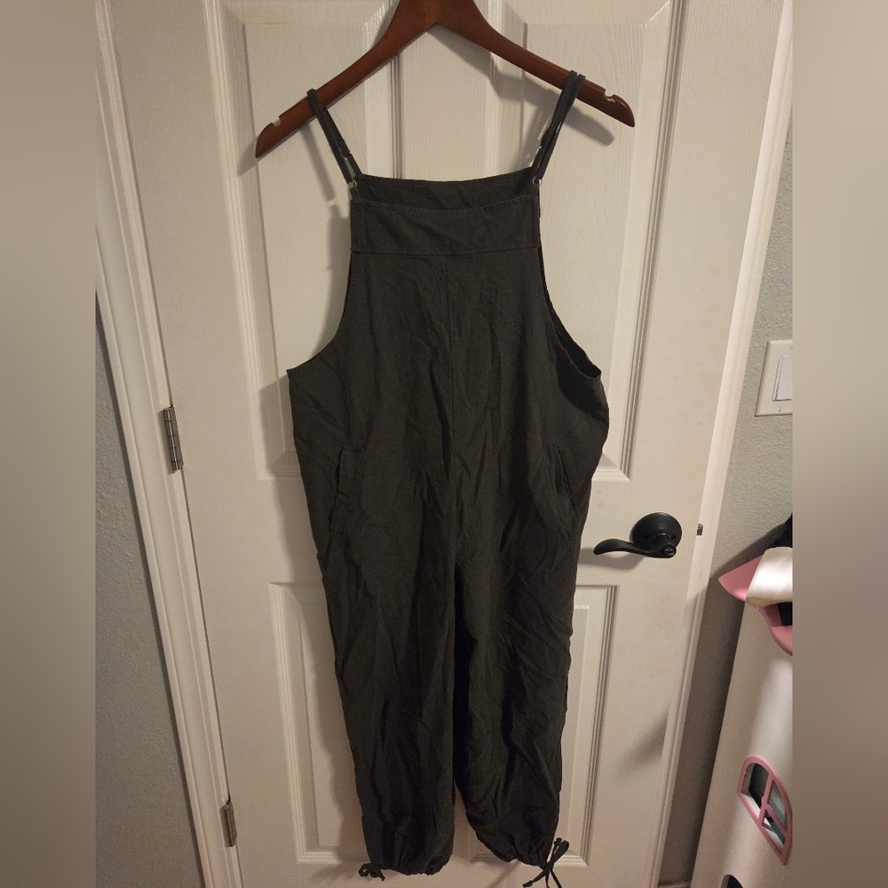 Dark Green Overalls Pants Romper Size Small